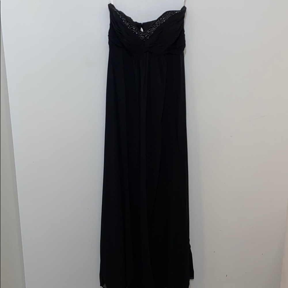 Black strapless dress with embellished top